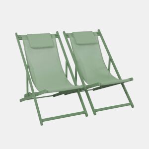 Espreguiçadeira de alumínio multi posições, set de 2, Gaia, Verde, 99x88.5x58 cm