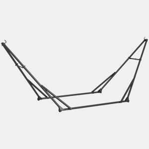 Outsunny Suporte para Cama Rede Dobrável Portátil 2 em 1 Suporte para Cadeira Suspensa com Estrutura Metálica e Bolsa de Transporte Carga Máxima 120 kg para Redes de até 2,5 m e Cadeiras de 1,5 m de Comprimento Preto