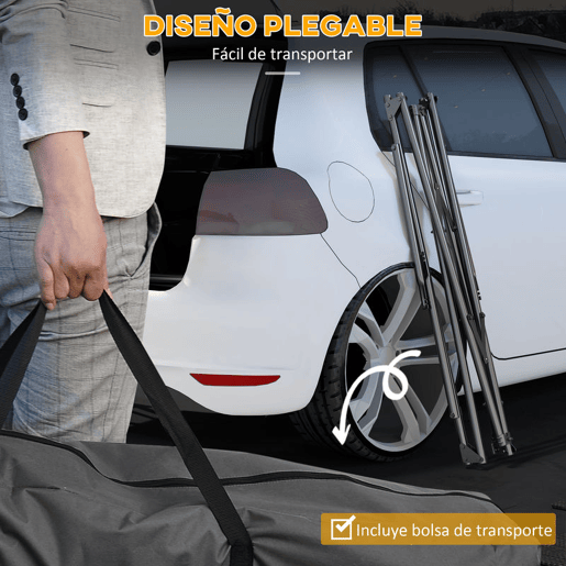 Outsunny Suporte para Cama Rede Dobrável Portátil 2 em 1 Suporte para Cadeira Suspensa com Estrutura Metálica e Bolsa de Transporte Carga Máxima 120 kg para Redes de até 2,5 m e Cadeiras de 1,5 m de Comprimento Preto