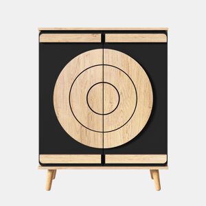 Sapateira 76x37x98,5 cm - portas geométricas, múltiplos compartimentos de arrumação - Preto