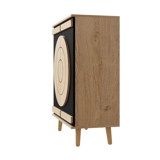 Sapateira 76x37x98,5 cm - portas geométricas, múltiplos compartimentos de arrumação - Preto