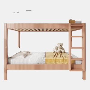 Cama alta infantil 90x200 - Escada de 4 degraus, 2 gavetas, estrado de madeira, bordas acolchoadas - CinzaNatural