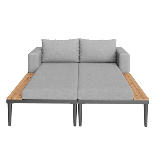 Conjunto de 2 espreguiƧadeiras de jardim de metal,cinza Conjunto de 2 espreguiƧadeiras de jardim de metal,cinza