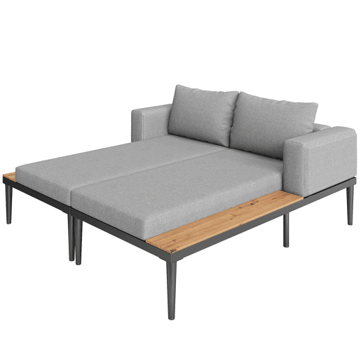 Conjunto de 2 espreguiƧadeiras de jardim de metal,cinza Conjunto de 2 espreguiƧadeiras de jardim de metal,cinza