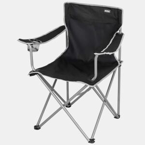 Aktive Cadeira de acampamento dobrável 48x45x80 cm com porta-copos, preta