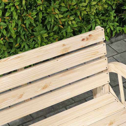Outsunny Banco de Jardim de Madeira Banco Exterior com Apoios em Forma de Roda Estilo Rústico Suporta até 240 kg 2 Lugares para Pátio ou Terraço 105,5x56x79 cm Madeira