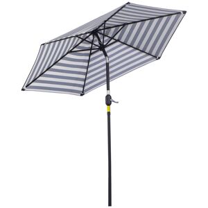 Outsunny Chapéu de Sol Exterior Ø230 cm Chapéu de Sol de Jardim com Ângulo Ajustável e Manivela Impermeável Chapéu de Sol para Pátio Terraço Azul e Branco