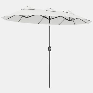 Outsunny Chapéu de Sol Duplo 295x152x222 cm Chapéu de Sol de Jardim com Inclinação de 45° Manivela Estrutura de Aço para Pátio Varanda Piscina Creme