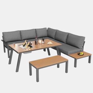 Conjunto de jardim com 2 sofás e mesa de centro,cinza