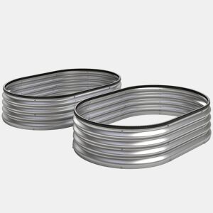 Outsunny Conjunto de 2 Caixas de Plantio Grandes de Exterior em Aço Galvanizado Caixas de Plantio Modulares com Base Aberta para Plantas Resistente às Intempéries 135x90x30 cm Prateado