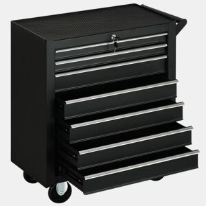 DURHAND Carrinho de Ferramentas com 7 Gavetas Rodas Trava Armário de Armazenamento para Oficina de Garagem e Chapa de Aço 69x33x75 cm Preto
