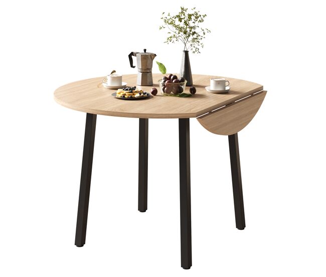 Mesa de comedor plegable redonda 100 cm de mdf,roble