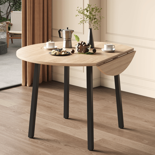 Mesa de jantar dobrável redonda 100 cm de mdf,carvalho
