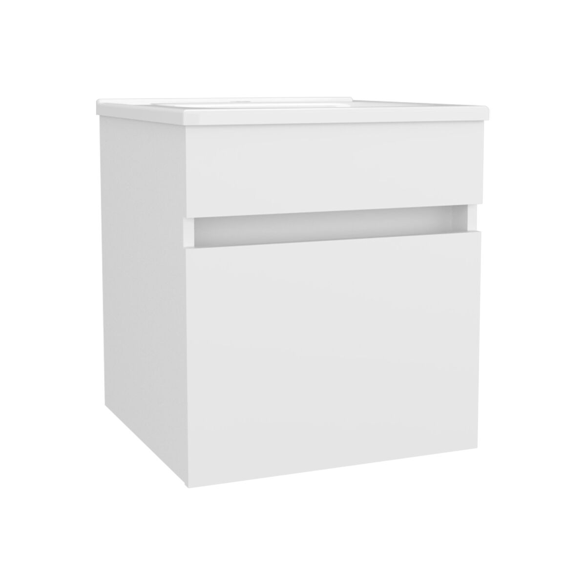 Belle mueble de baño flotante con lavamanos y una puerta 44