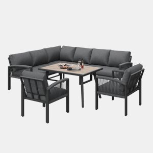 Conjunto de jardim com 2 sofás,2 poltronas e mesa,cinza