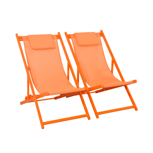Espreguiçadeira de alumínio multi posições, set de 2, Gaia, Laranja, 99x88.5x58 cm