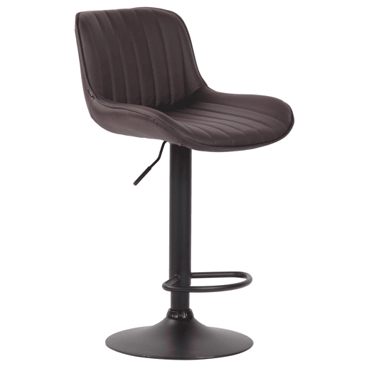 Banqueta altacadeira de bar x1 em PVC marrom com costura vertical e estrutura de metal preto 10_0005098