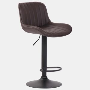 Banqueta altacadeira de bar x1 em PVC marrom com costura vertical e estrutura de metal preto 10_0005098