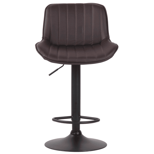 Banqueta altacadeira de bar x1 em PVC marrom com costura vertical e estrutura de metal preto 10_0005098