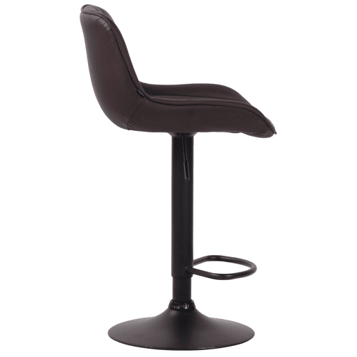 Banqueta altacadeira de bar x1 em PVC marrom com costura vertical e estrutura de metal preto 10_0005098