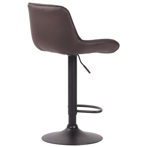 Banqueta altacadeira de bar x1 em PVC marrom com costura vertical e estrutura de metal preto 10_0005098