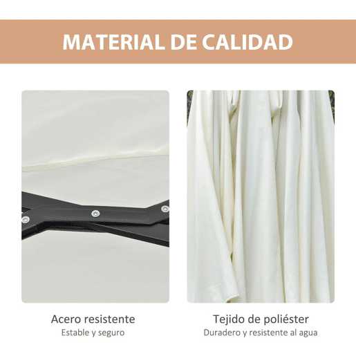 Outsunny Guarda-Sol Duplo com 48 Luzes LED, 4,5x2,7 m, Guarda-Sol Exterior para Terraço com Manivela Manual, Resistente à Água e com Proteção Solar, Chapéu de Sol para Jardim, Terraço, Pátio e Piscina, Creme