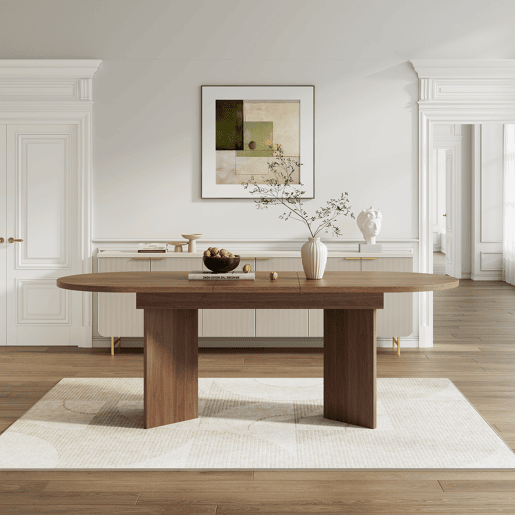 Mesa de jantar extensível oval 140-180máx. cm de mdf,noz Mesa de jantar extensível oval 140-180máx. cm de mdf,noz