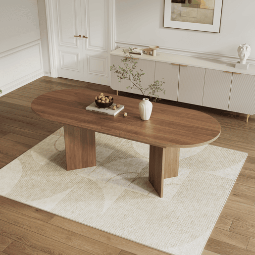 Mesa de jantar extensível oval 140-180máx. cm de mdf,noz Mesa de jantar extensível oval 140-180máx. cm de mdf,noz