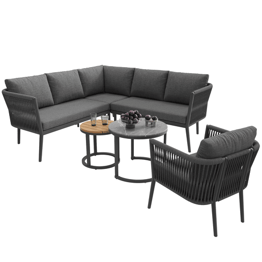 Conjunto de jardim com 2 sofás,poltrona e mesa de centro nido,cinza Conjunto de jardim com 2 sofás,poltrona e mesa de centro nido,cinza