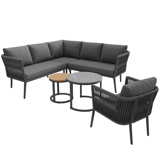 Conjunto de jardim com 2 sofás,poltrona e mesa de centro nido,cinza Conjunto de jardim com 2 sofás,poltrona e mesa de centro nido,cinza