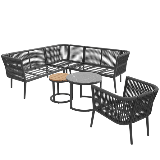 Conjunto de jardim com 2 sofás,poltrona e mesa de centro nido,cinza Conjunto de jardim com 2 sofás,poltrona e mesa de centro nido,cinza