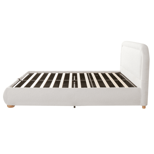 Cama de casal 160x200 cm - hidráulica, com estrado e grande espaço de arrumação, cabeceira estofada - Branco Cama de casal 160x200 cm - hidráulica, com estrado e grande espaço de arrumação, cabeceira estofada - Branco