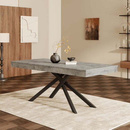 Mesa de jantar extensível retangular 140-180máx. cm de mdf,cinza