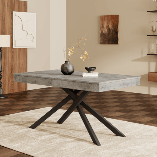 Mesa de jantar extensível retangular 140-180máx. cm de mdf,cinza