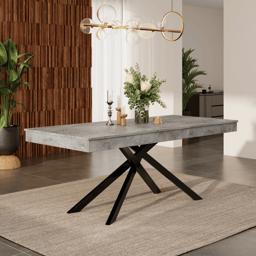Mesa de jantar extensível retangular 140-180máx. cm de mdf,cinza