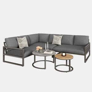 Conjunto de jardim com 2 sofás e mesa de centro nido,cinza
