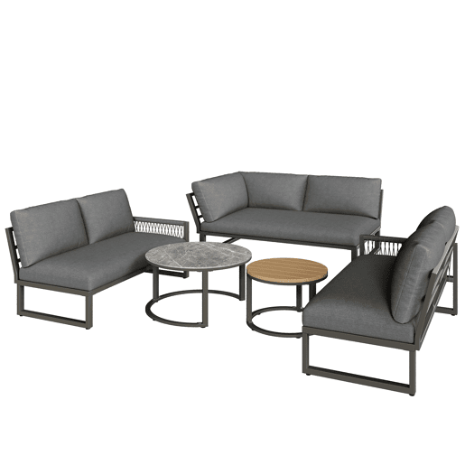 Conjunto de jardim com 2 sofás e mesa de centro nido,cinza