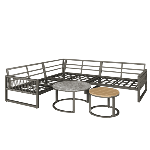 Conjunto de jardim com 2 sofás e mesa de centro nido,cinza