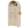 Aparador - rattan arqueado, gaveta dupla, estilo vintage, armazenamento - Carvalho