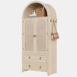Aparador - rattan arqueado, gaveta dupla, estilo vintage, armazenamento - Carvalho