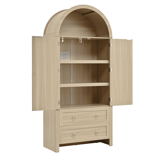 Aparador - rattan arqueado, gaveta dupla, estilo vintage, armazenamento - Carvalho