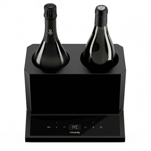 Arrefecedor elétrico de vinho HKoenig para 2 garrafas com controlo digital e temperatura regulável de 5 a 18 °C