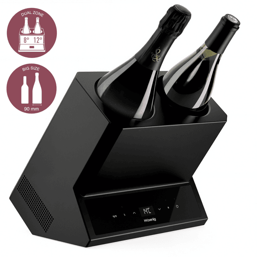 Arrefecedor elétrico de vinho HKoenig para 2 garrafas com controlo digital e temperatura regulável de 5 a 18 °C