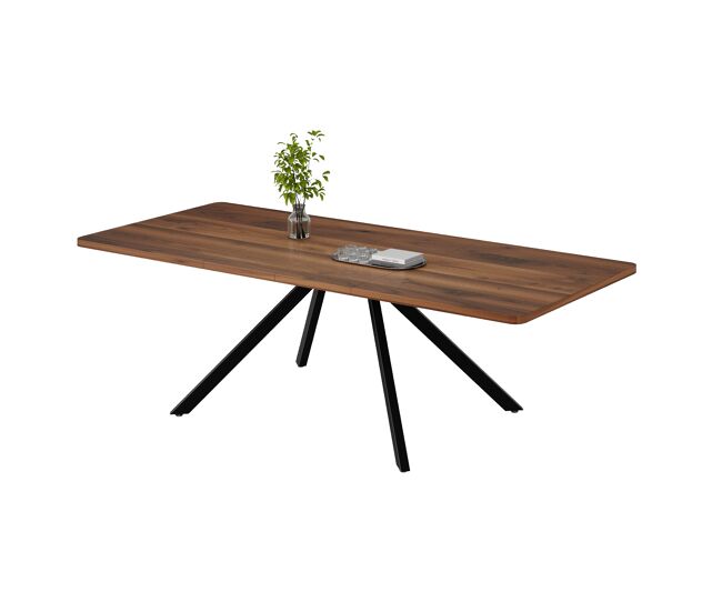 Mesa de comedor extensible rectangular 160-240máx. cm de mdf,nogal