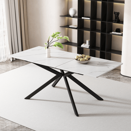 Mesa de jantar extensível retangular 150-180máx. cm de mdf,branco