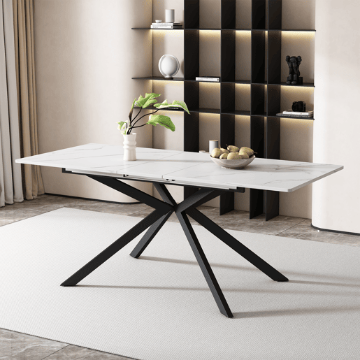 Mesa de jantar extensível retangular 150-180máx. cm de mdf,branco