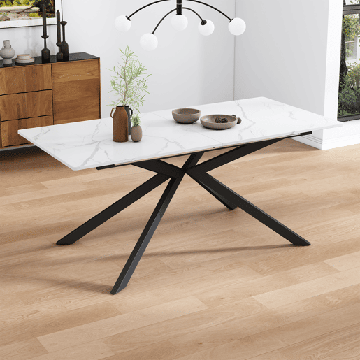 Mesa de jantar extensível retangular 150-180máx. cm de mdf,branco