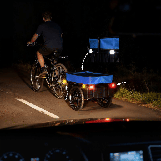 HOMCOM Reboque de Bicicleta para Carga 40 kg Carrinho de Mão com Cobertura de Tecido Oxford Impermeável Refletores Estrutura de Aço e Alças para Transporte de Bagagens 144x59x80 cm Azul