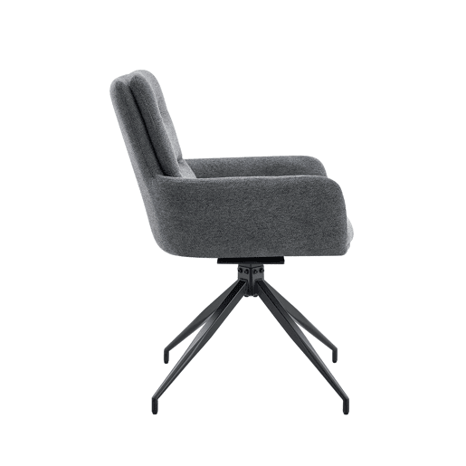Cadeira giratória europeia 2 unidades - design luxuoso, linho cinza escuro, pernas metálicas pretas