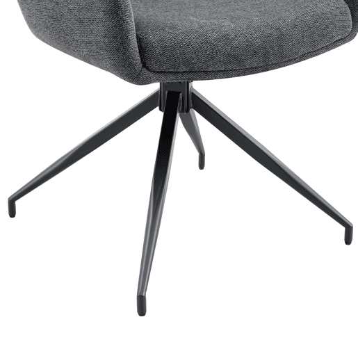 Cadeira giratória europeia 2 unidades - design luxuoso, linho cinza escuro, pernas metálicas pretas